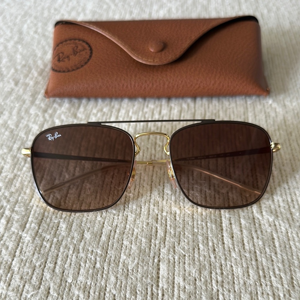 Ray-Ban 3588 Gold Aviator Sunglasses with Brown Lenses